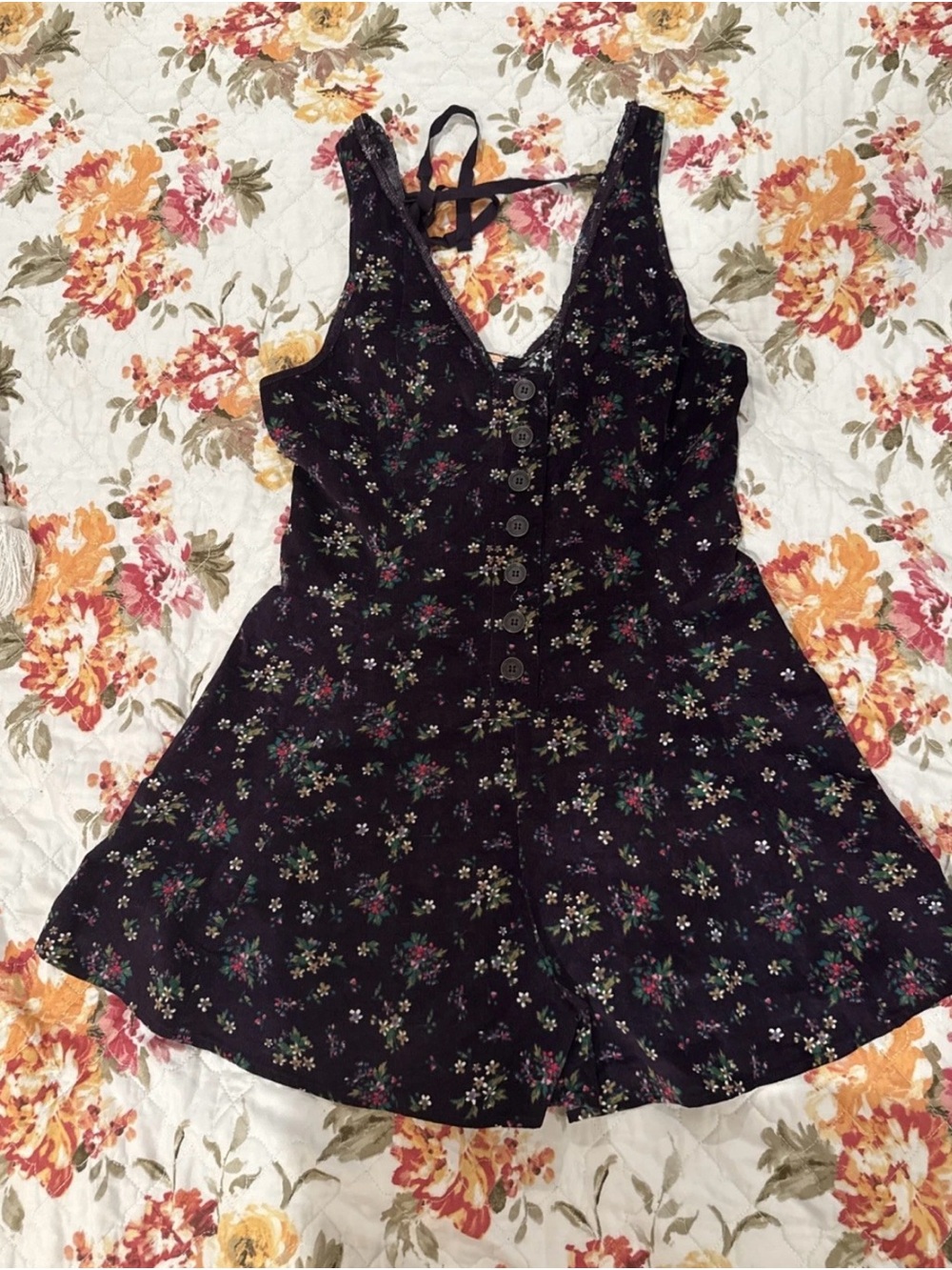 Free People Violet Visions Romper Floral Corduroy Size XS